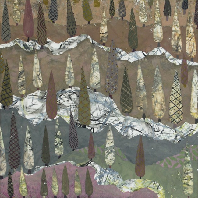 "And I Saw a Cypress" Gouache painting by Chanan Mazal, 2014