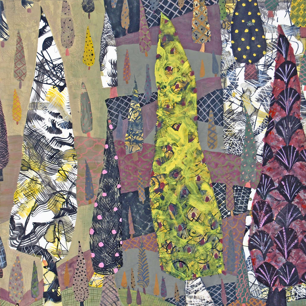 Cypress - gouache painting by Chanan Mazal ©2014 Jerusalem