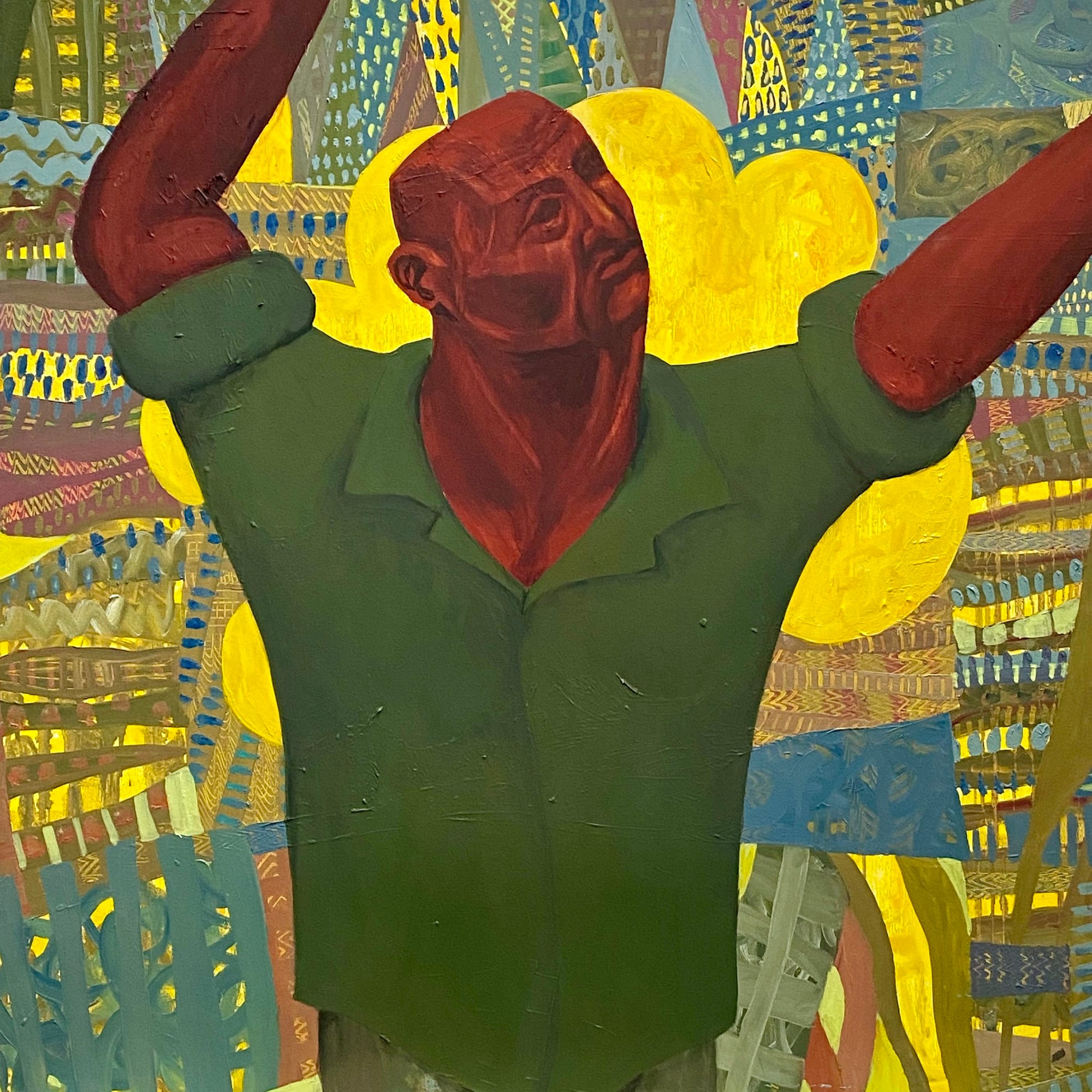 קטיף עמירים 2020 שמן על בד 100 / 100 ס"מ Picking High Fruit 2020. Oil on canvas 100 x 100 cm