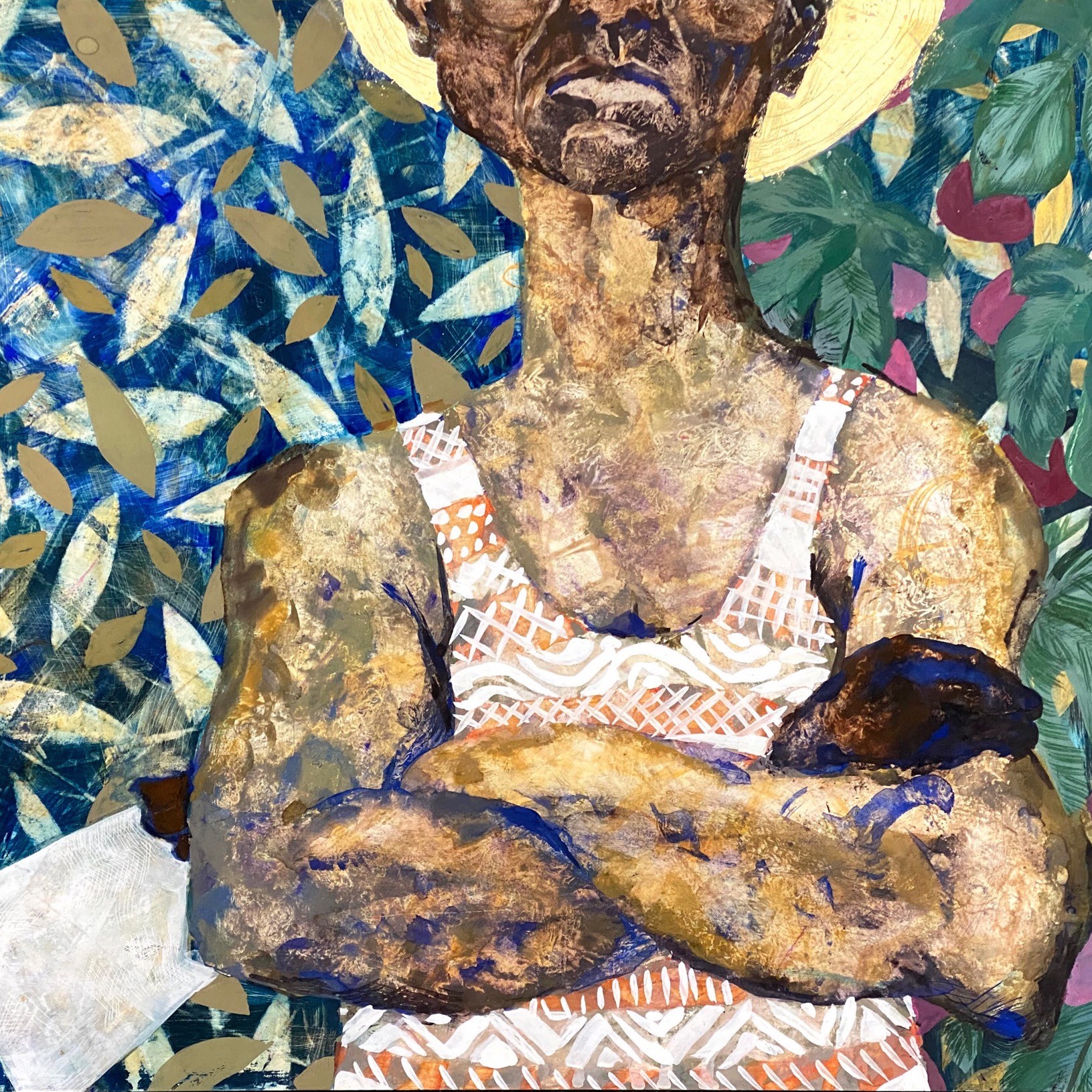 פייטן 2020. גואש ועלי זהב על לוח מצופה חמר לבן 41 / 51 ס״מ Psalmist 2020. Gouache and gold leaf on Claybord 41 x 51 cm